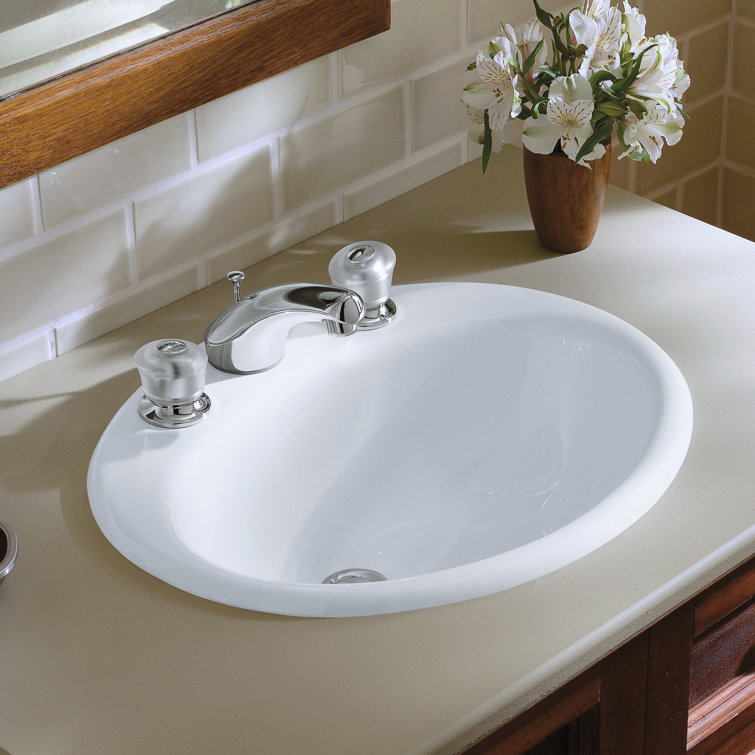 K290580,7,96 Kohler Farmington Metal Oval DropIn Bathroom Sink with